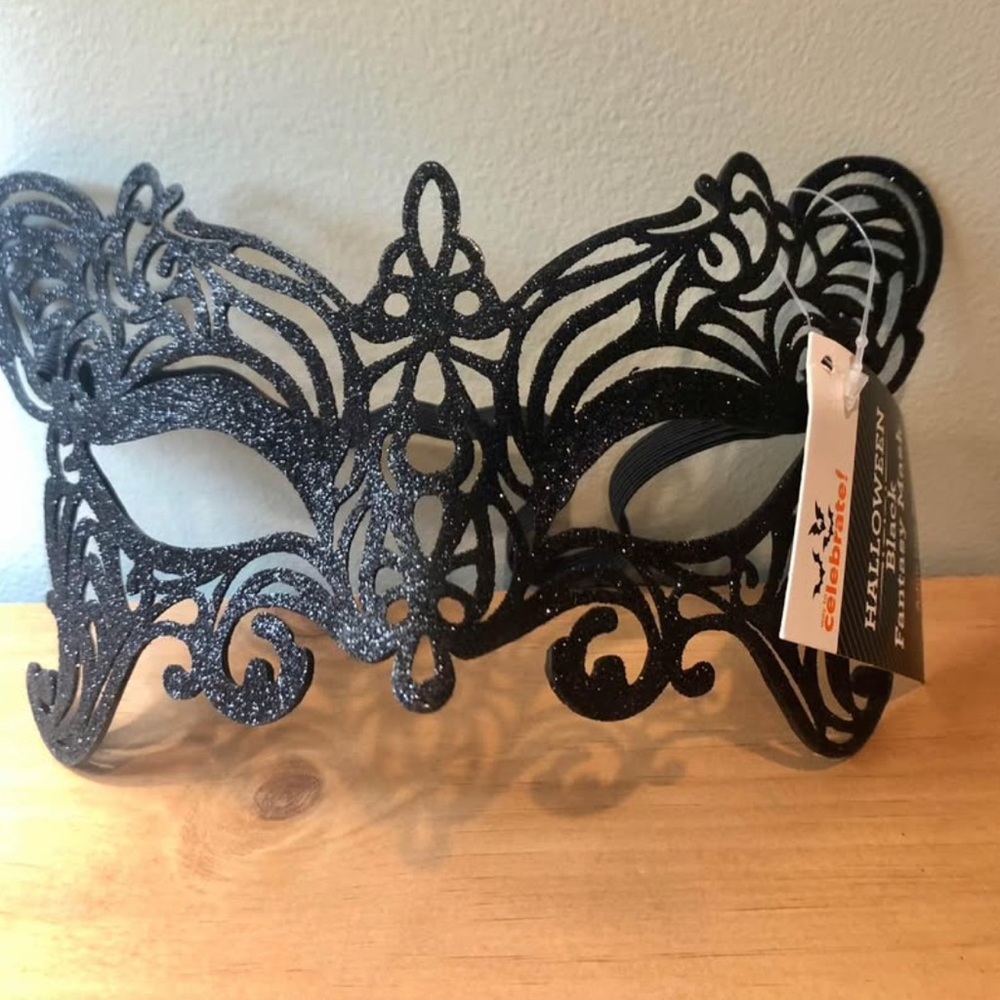 Glitter Halloween black fantasy mask. Brand new